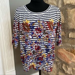 J. Crew striped with floral pattern tee NWT